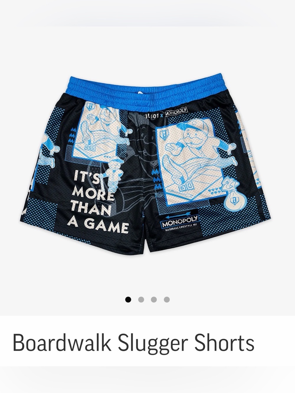 Baseball Lifestyle 101 Monopoly Kids' Black & Blue Boardwalk Slugger Shorts L